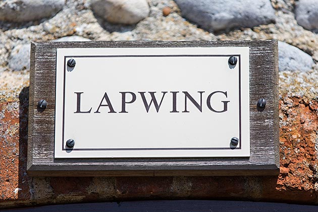 Lapwing Cottage's name plate