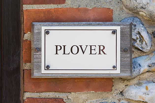 Plover Cottage's name plate