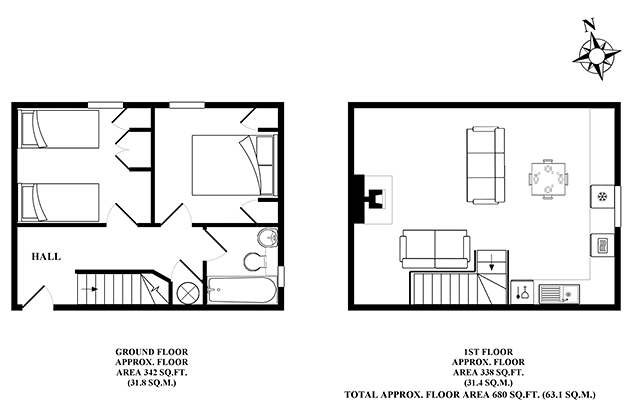 Lapwing Cottage's floor plans