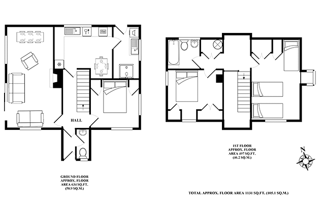 Narroogal Cottage's floor plans