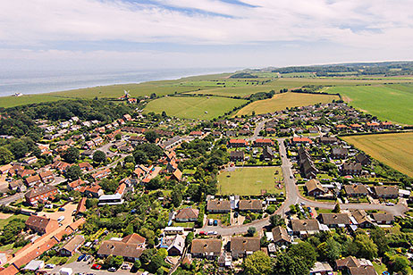 Aerial view over Weybourne towards Sheringham