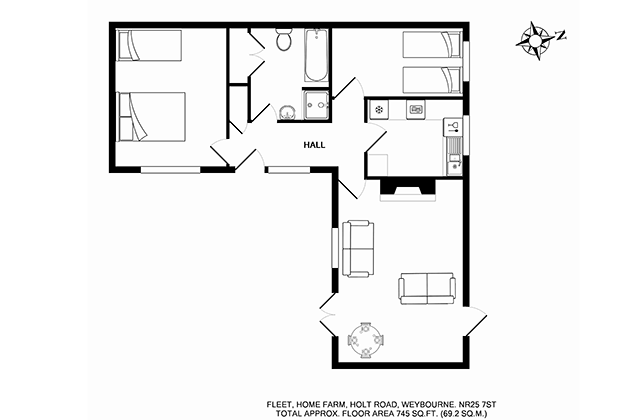 Fleet Cottage's floor plan